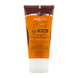 کرم ضد آفتاب و آنتی آکنه بی رنگ سان سیف SPF50 فاقد چربی حجم ۵۰ میلی لیتر