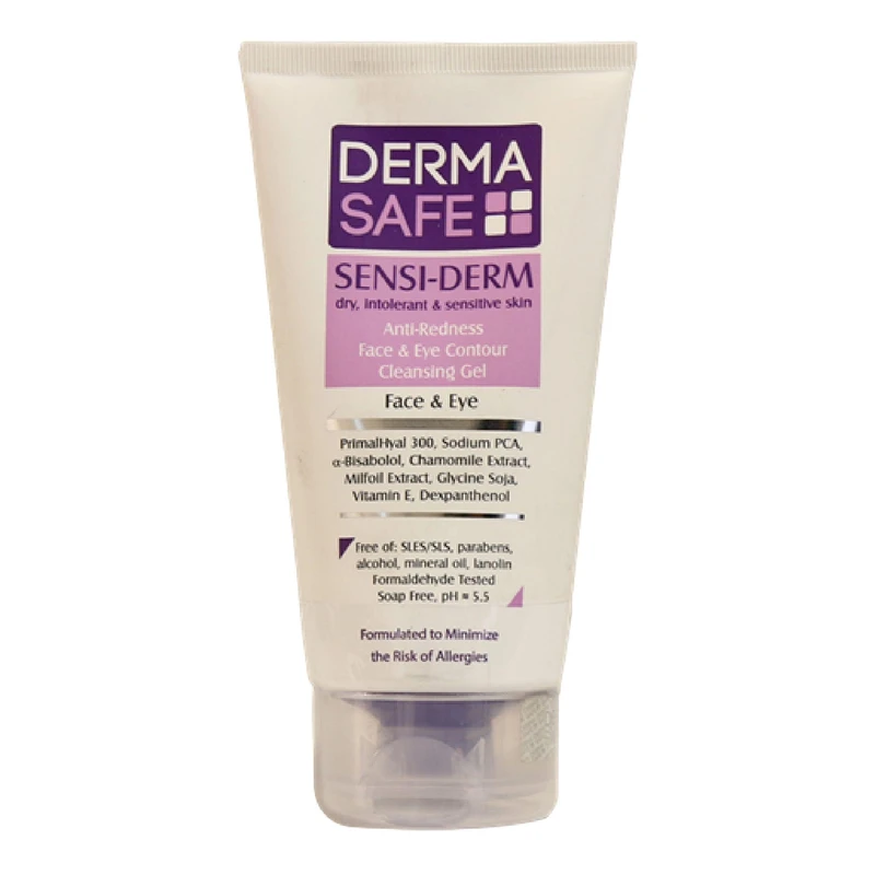 ژل شستشوی صورت و اطراف چشم درماسیف مدل Sensiderm با حجم 150 میلیلیتر