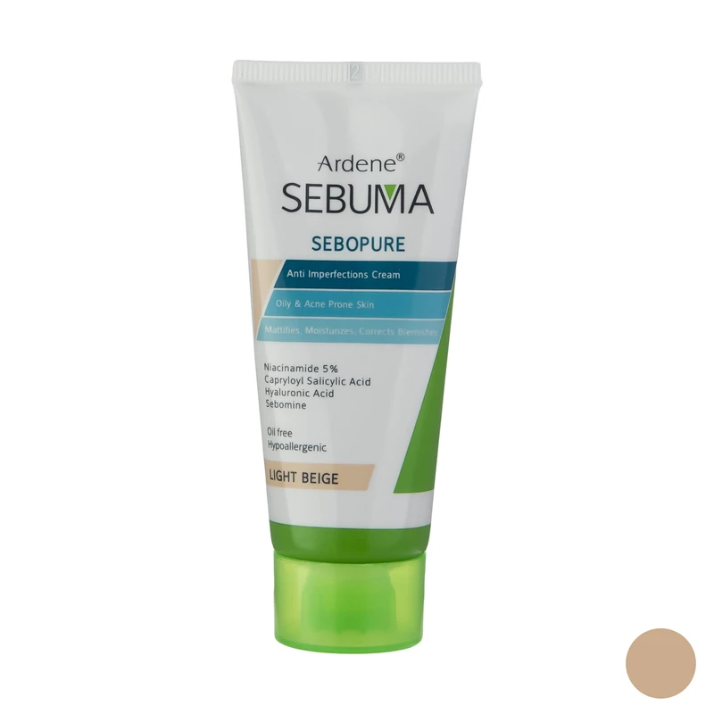 کرم یکنواخت کننده رنگی Sebopure سبوما مناسب پوست چرب و جوش دار 30میل آردن